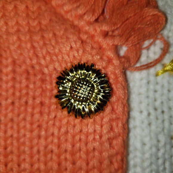 Sunflower Patterned Sweater - Orange and White - Picture 3 of 7